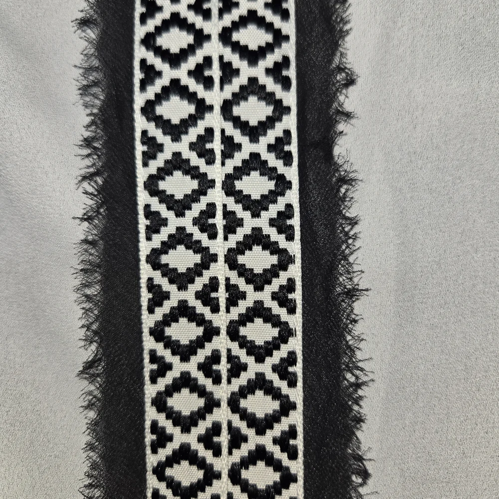 Daniel Rainn Black and White Geometric Trim Blouse